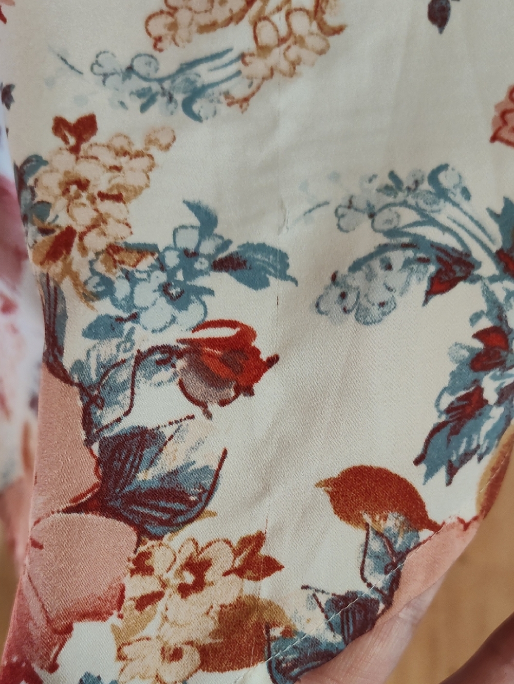 Haute Hippie Tribe Dress Floral Rust Blue Cream Tassels Boho Kimono Sleeves XL - Picture 12 of 16